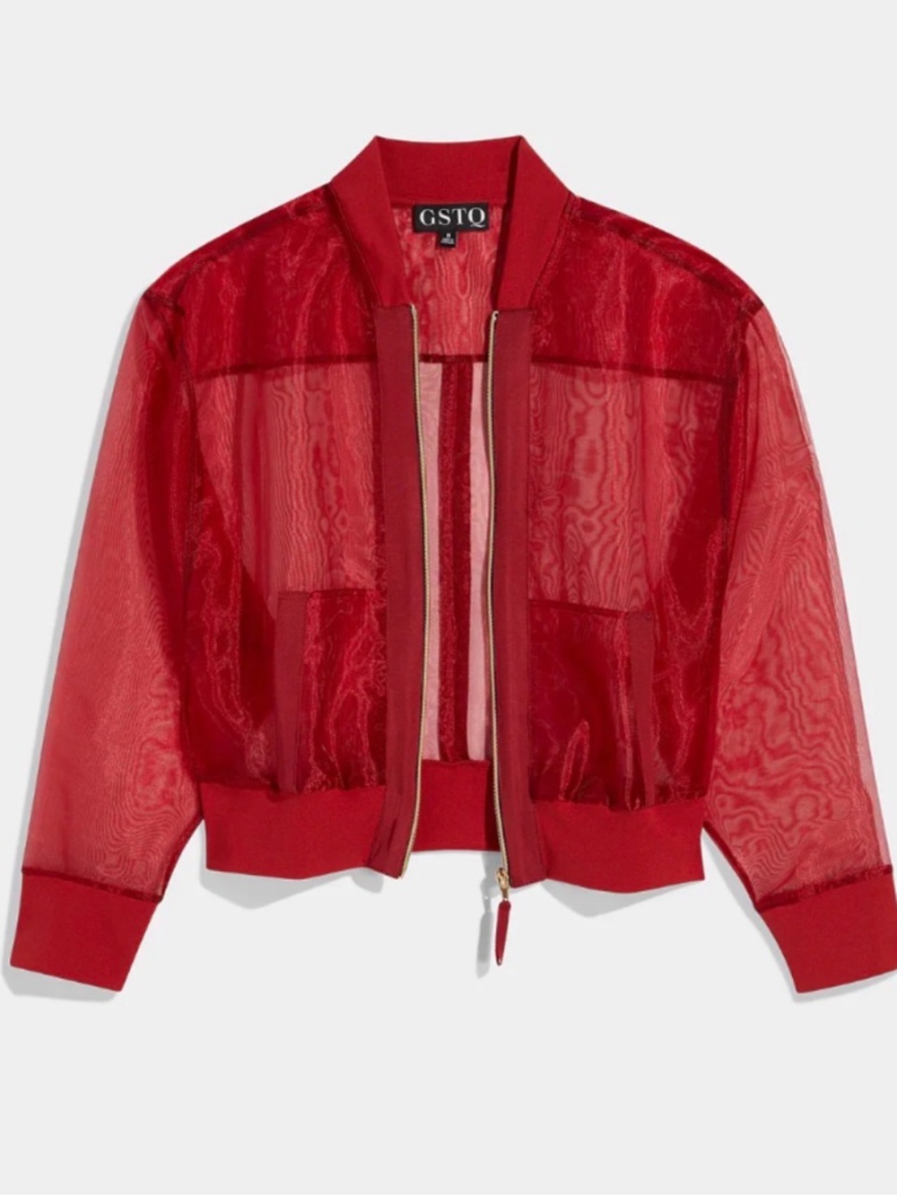 NWOT GSTQ Red Sheer Bomber Jacket